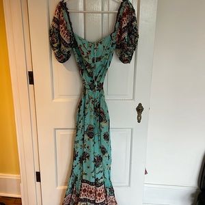 Off-shoulder flowy jumpsuit, low back cut out, wide leg